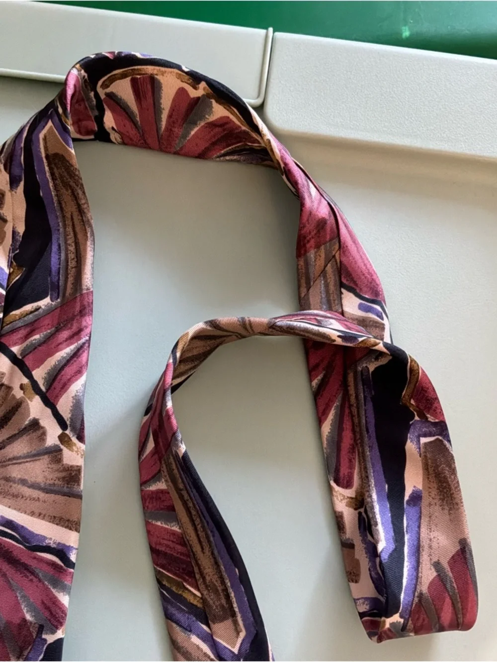 Vintage Christian Dior Silk Tie graphic 80’s 90’s black burgundy pink green
